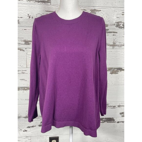 J. Jill Crew Neck Sweater Purple Sz PETITE L EUC - Picture 1 of 4